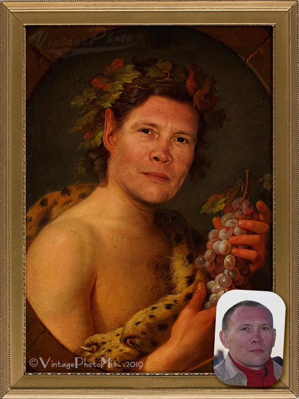 Digitally remade oil painting. Bacchus.