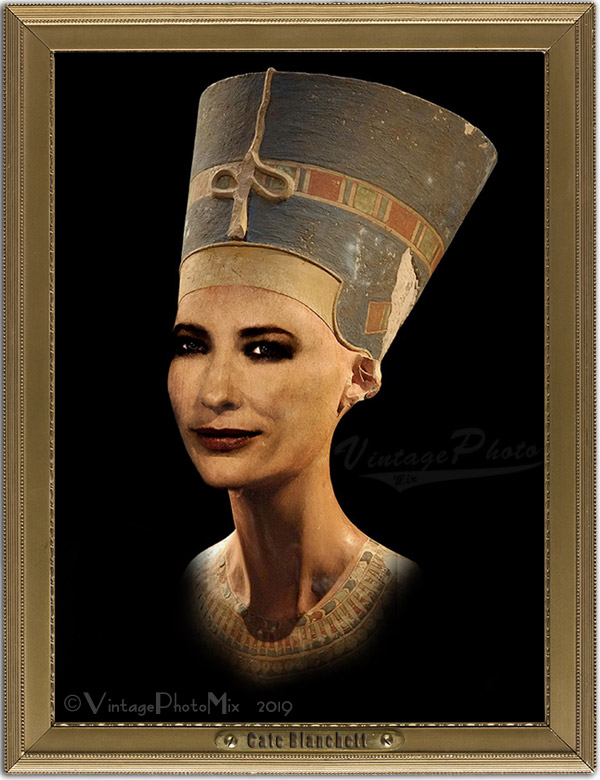 Customized Cate Blanchette portrait as goddess Nefertiti