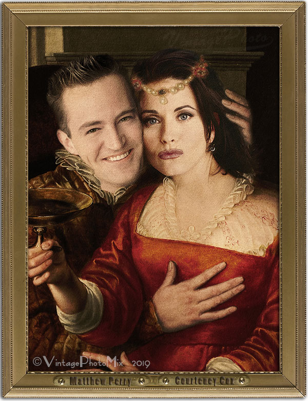 Renaissance portrait of Courteney Cox and Matthew Perry