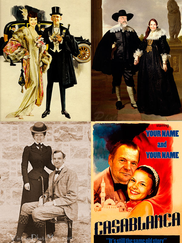 A selection of personalized couple portraits