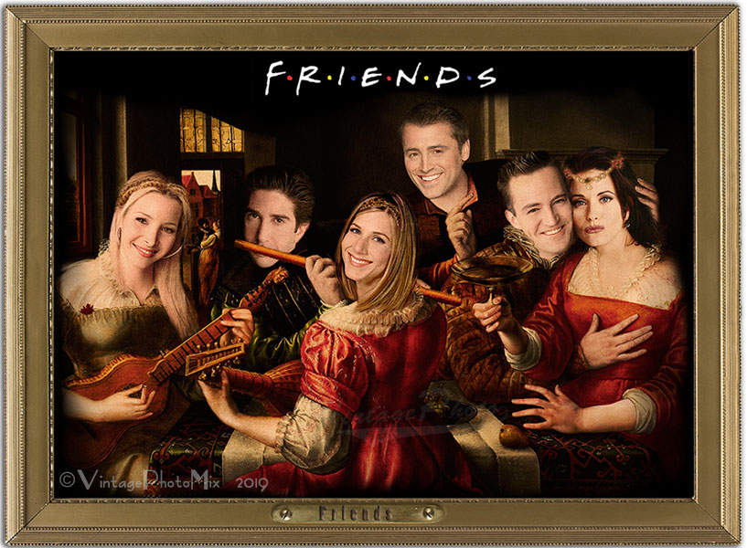 Renaissance portrait of Friends tv series crew
