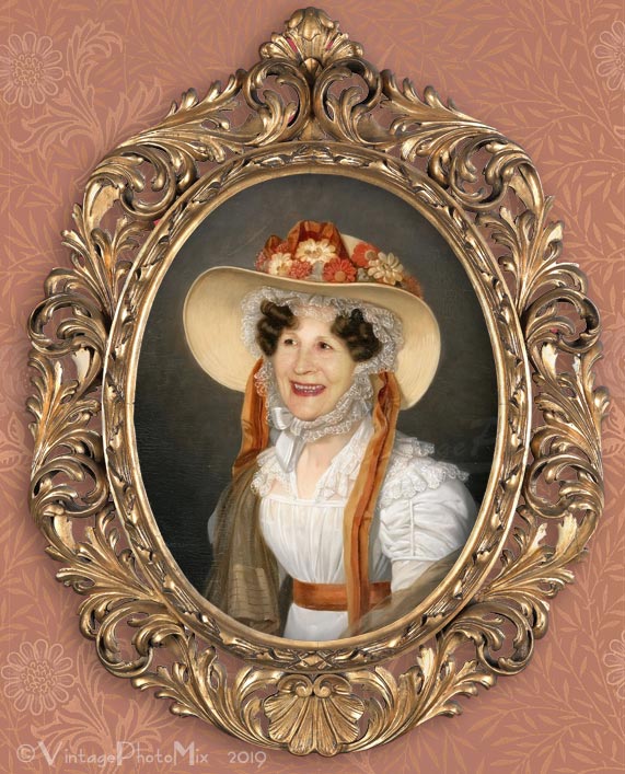 Example of customized portrait in fancy frame.