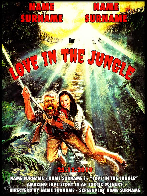 Personalized film poster. Love in the jungle without photos.