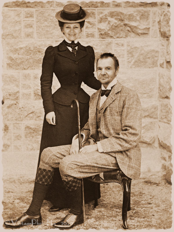Personalized digital portrait based on vintage photo of couple.
