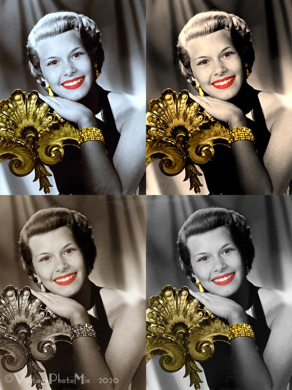 Choice of colors. Personalized photo portrait inspired by Lana Turner movie still.
