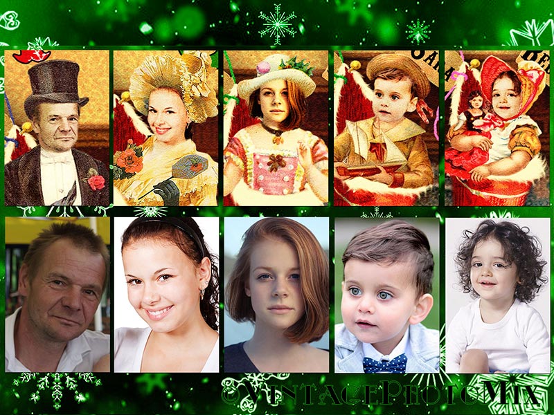 Personalized Christmas photo card. Faces comparison.
