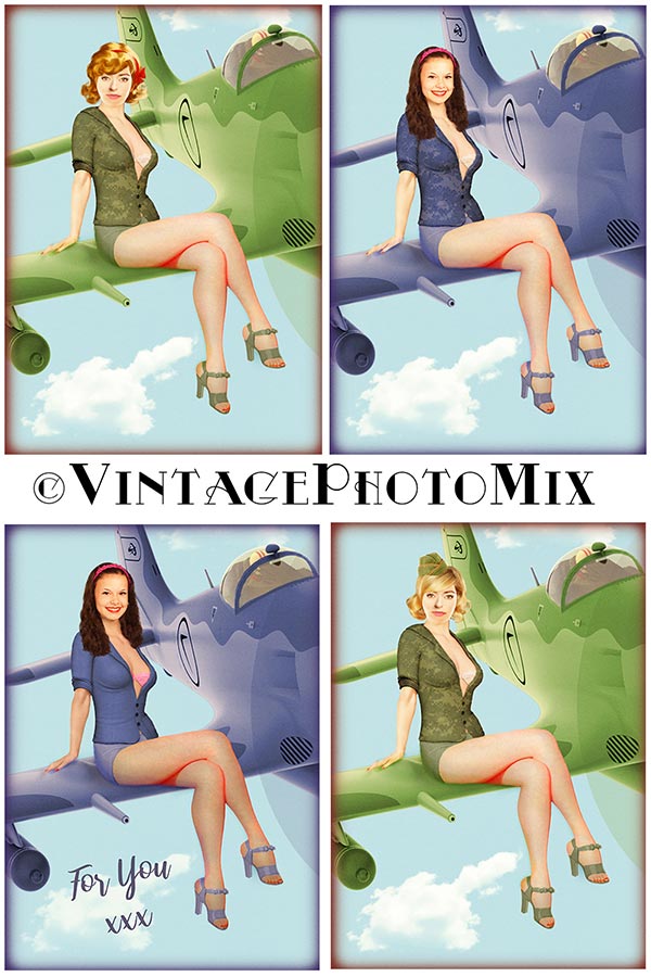Personalized pinup art. Color options.