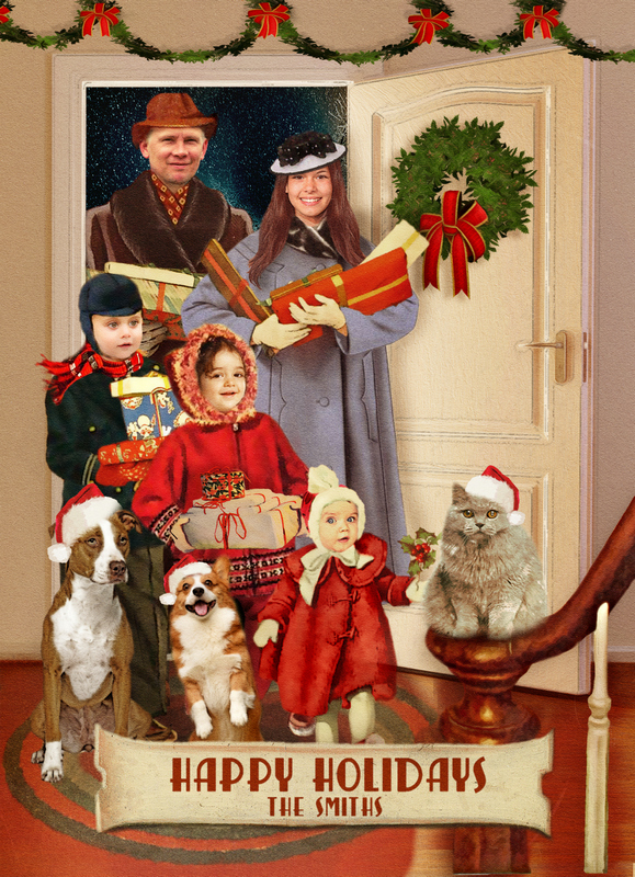 Holiday card inspired by Norman Rockwell new design 2022